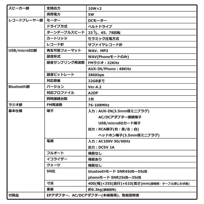 CICONIA クラシカルレコードテーブル TE-2015 WH/BL/ホワイト/ブルー 